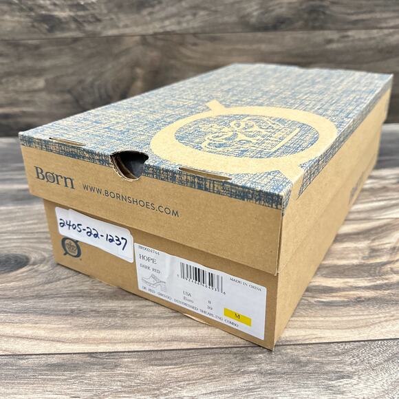 Born Hope 8M Shearling-Lined Open Back Heeled Distressed Leather Clogs Dark Red - Picture 11 of 12